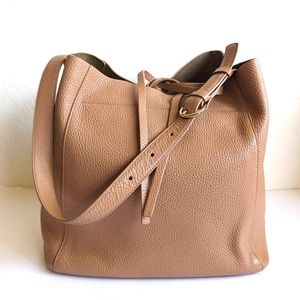 Frances Valentine Pebbled Leather Shoulder Bag Tote $795 Natural Nude